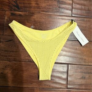 Frankie's Bikinis Butter Yellow Bikini Bottom with Polkadots